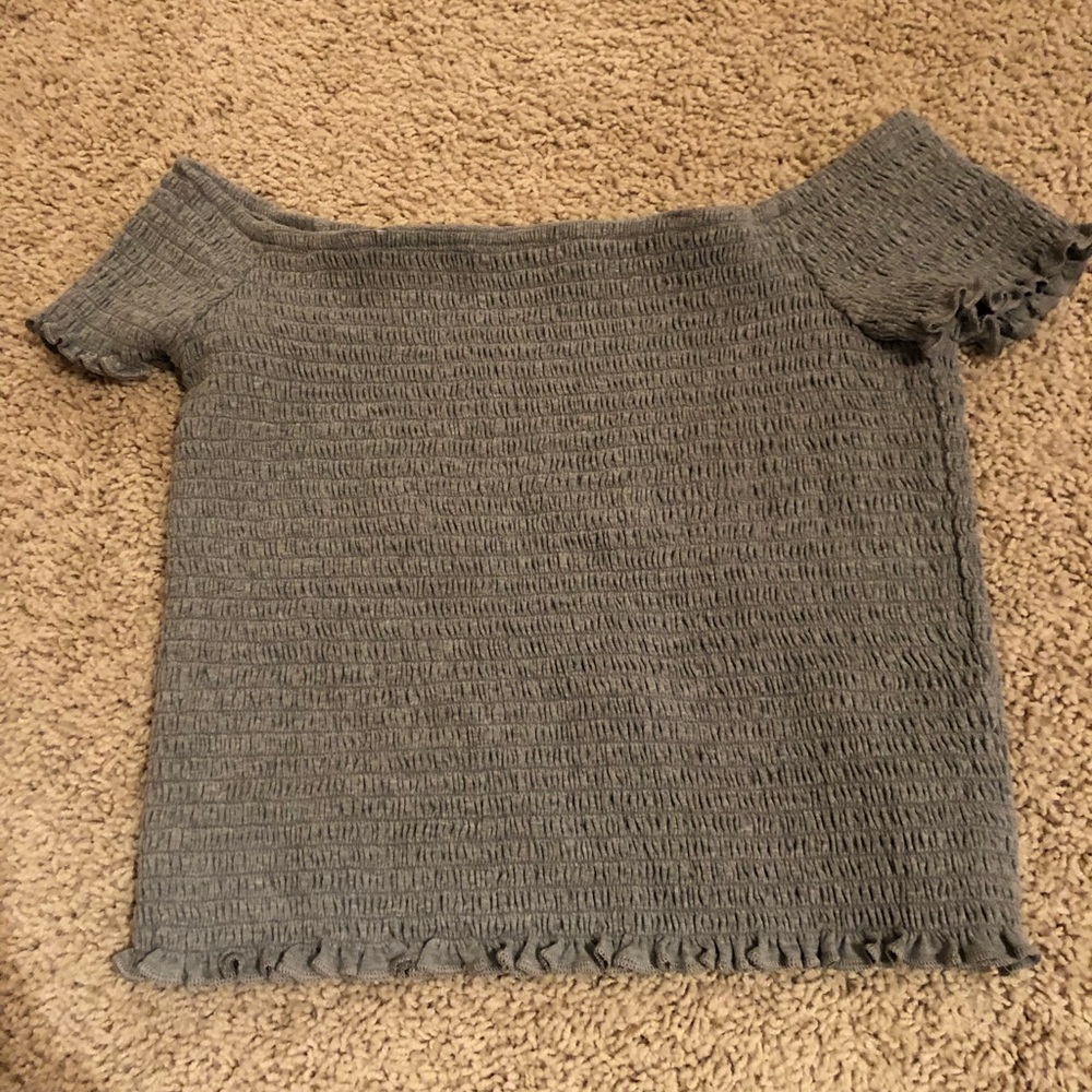 grey off the shoulder shirt from target
